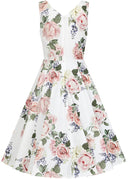 Vera Floral Swingkleid in Weiß | Hearts & Roses | Damenkleid - Bright House Vintage