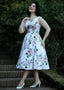 Vera Floral Swingkleid in Weiß | Hearts & Roses | Damenkleid - Bright House Vintage