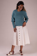 Vivid Voyager Skirt in Creme mit Fischgrät | Emmy Design | Damenrock - Bright House Vintage