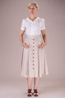 Vivid Voyager Skirt in Creme mit Fischgrät | Emmy Design | Damenrock - Bright House Vintage