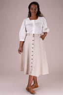 Vivid Voyager Skirt in Creme mit Fischgrät | Emmy Design | Damenrock - Bright House Vintage