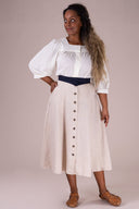 Vivid Voyager Skirt in Creme mit Fischgrät | Emmy Design | Damenrock - Bright House Vintage