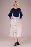 Vivid Voyager Skirt in Creme mit Fischgrät | Emmy Design | Damenrock - Bright House Vintage