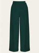 Classic High Waist Wide Leg Trousers in Flaschengrün – Weekend Doll